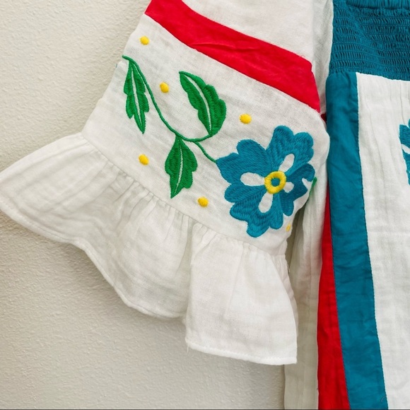 NEW ANTHROPOLOGY NEW Cotton Blouse Seen Worn Kept Embroidered Tunic Bohemian - Picture 6 of 13